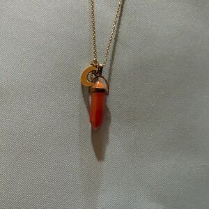 Alex and Ani Gold Necklace with Carnelian Crystal Pendant